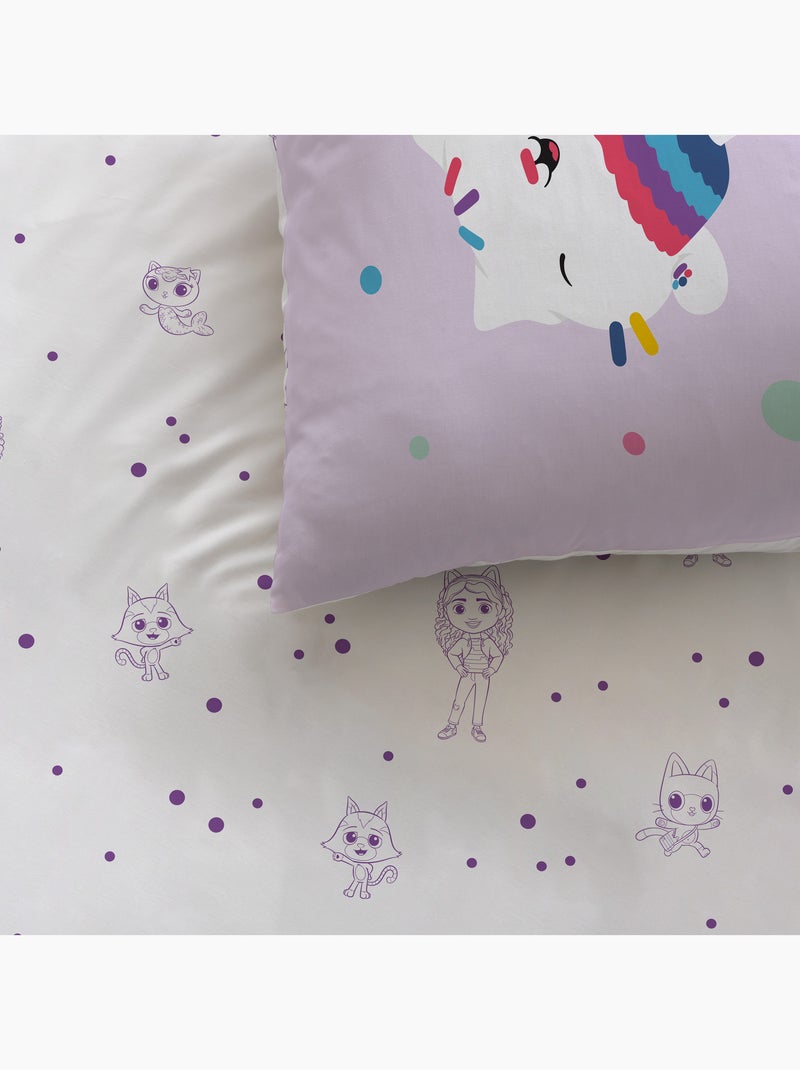 Bedlinnen set bedrukt 100% katoen, gabby dollhouse funny Wit - Kiabi