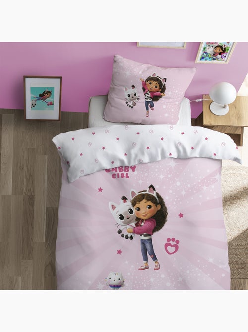 Bedlinnen set bedrukt 100% katoen, gabby dollhouse tendresse - Kiabi