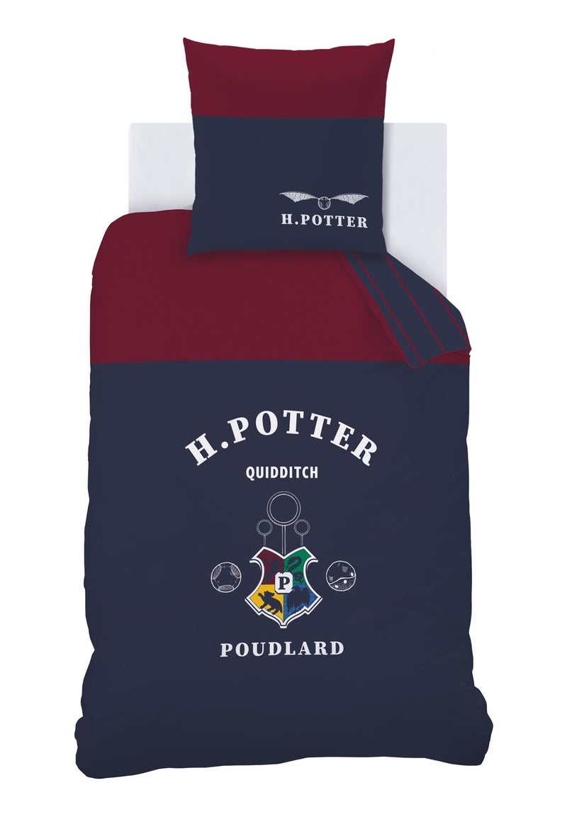 Bedlinnen set bedrukt 100% katoen, harry potter stripe Marineblauw - Kiabi