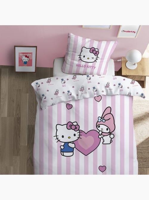 Bedlinnen set bedrukt 100% katoen, hello kitty classic - Kiabi