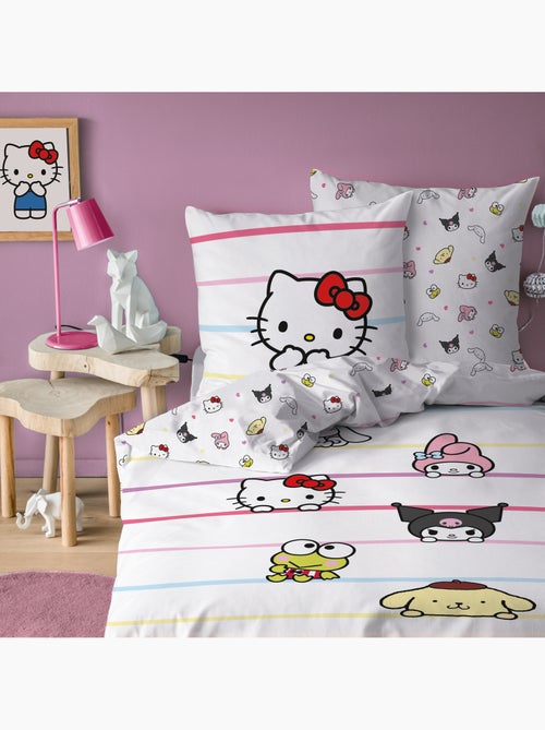 Bedlinnen set bedrukt 100% katoen, hello kitty friendly - Kiabi Bedlinnen set bedrukt 100% katoen, hello kitty friendly - Kiabi