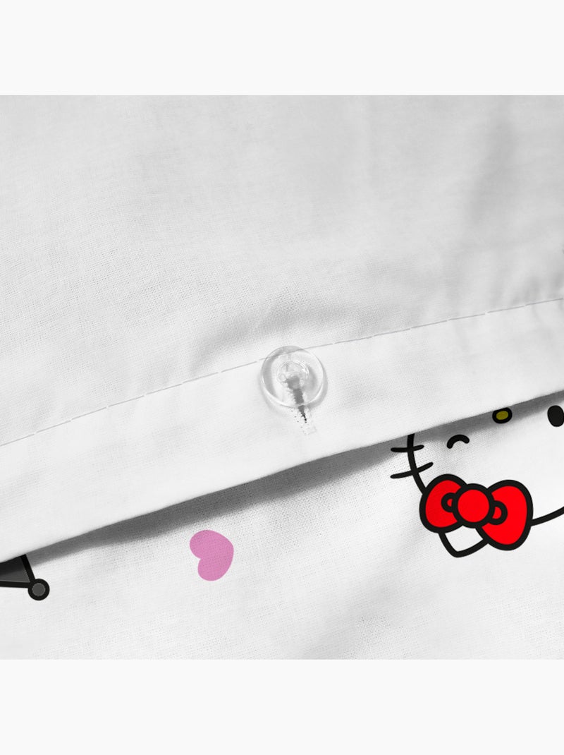 Bedlinnen set bedrukt 100% katoen, hello kitty friendly Wit - Kiabi