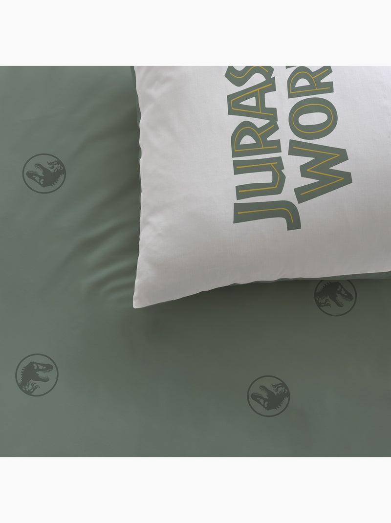 Bedlinnen set bedrukt 100% katoen, jurassic world empreinte Wit - Kiabi