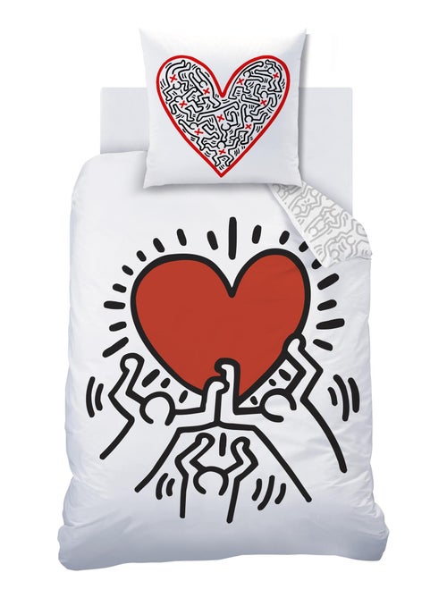 Bedlinnen set bedrukt 100% katoen, keith haring red love - Kiabi Bedlinnen set bedrukt 100% katoen, keith haring red love - Kiabi