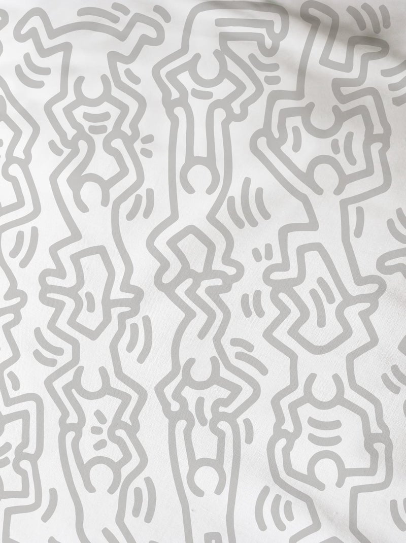 Bedlinnen set bedrukt 100% katoen, keith haring red love Wit Rood - Kiabi