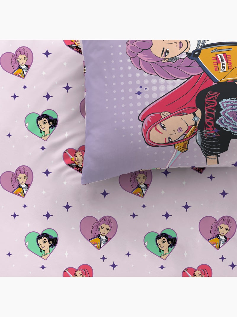 Bedlinnen set bedrukt 100% katoen, kpop demon hunters heart Roze - Kiabi