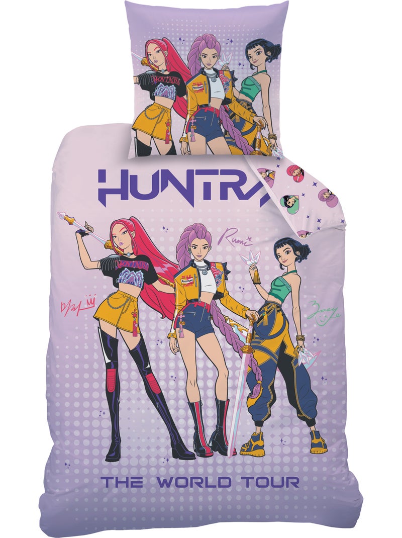 Bedlinnen set bedrukt 100% katoen, kpop demon hunters heart Roze - Kiabi