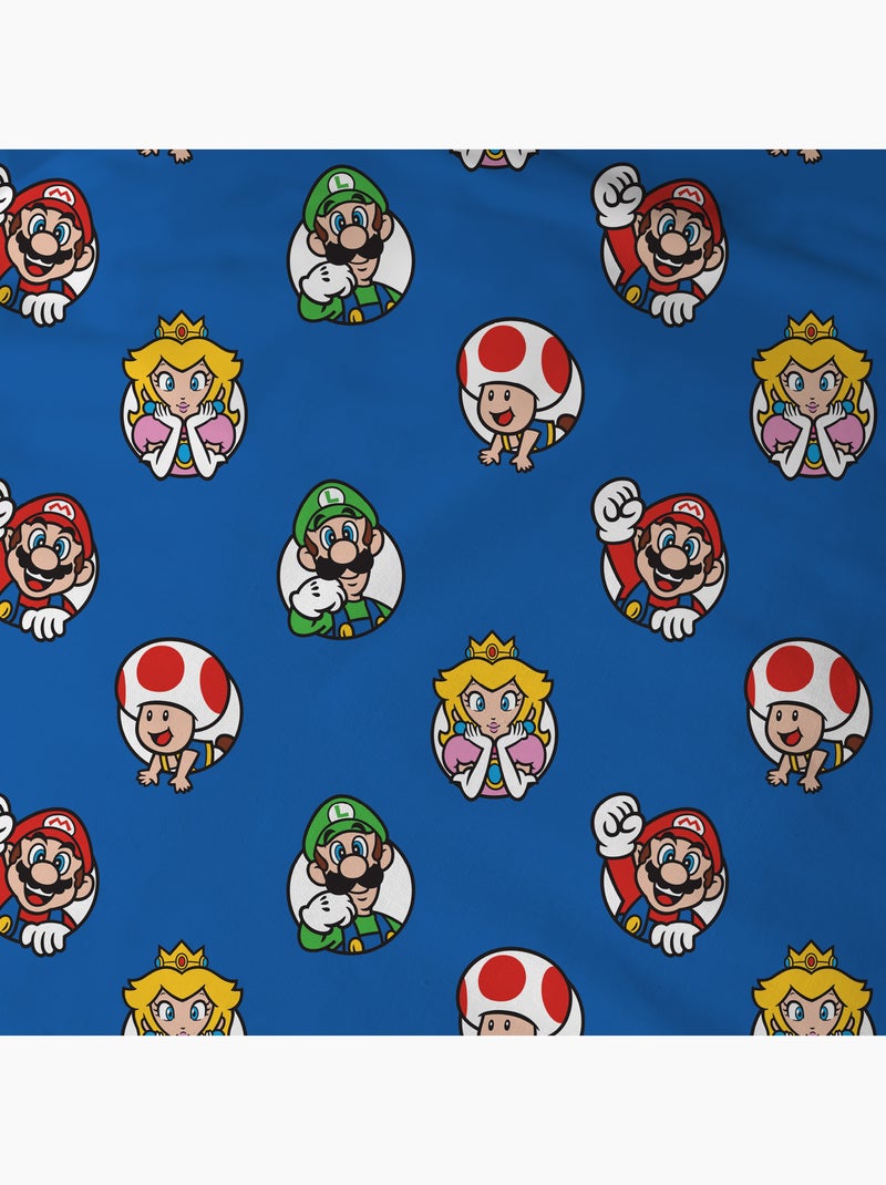 Bedlinnen set bedrukt 100% katoen, mario friends Blauw - Kiabi