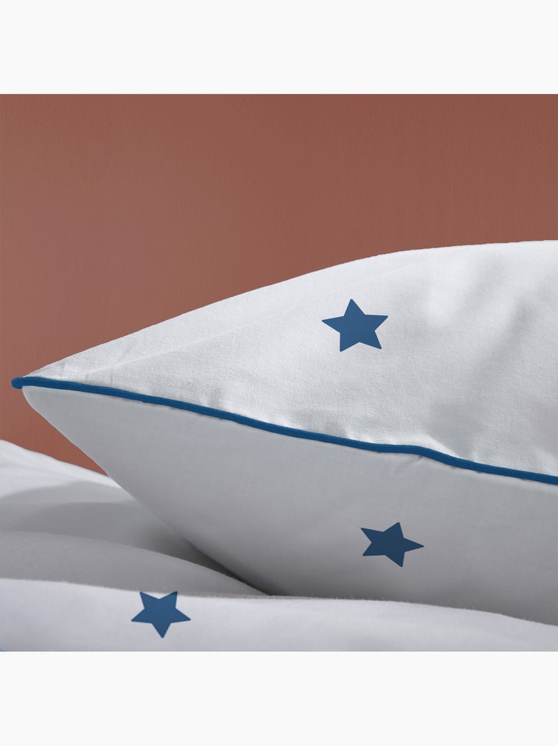 Bedlinnen set bedrukt 100% katoen, nuit etoilee Wit Blauw - Kiabi