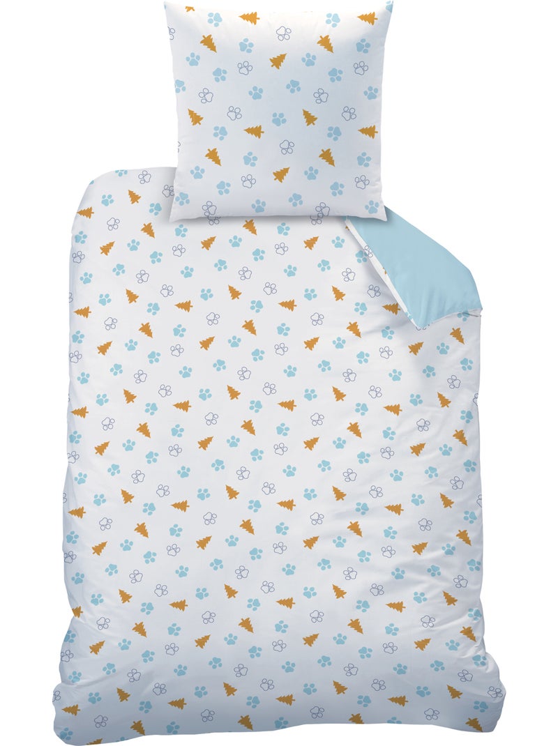 Bedlinnen set bedrukt 100% katoen, paw patrol camp Blauw - Kiabi