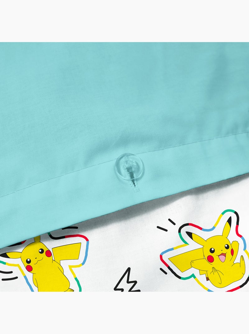 Bedlinnen set bedrukt 100% katoen, pokemon animation Hemelsblauw - Kiabi