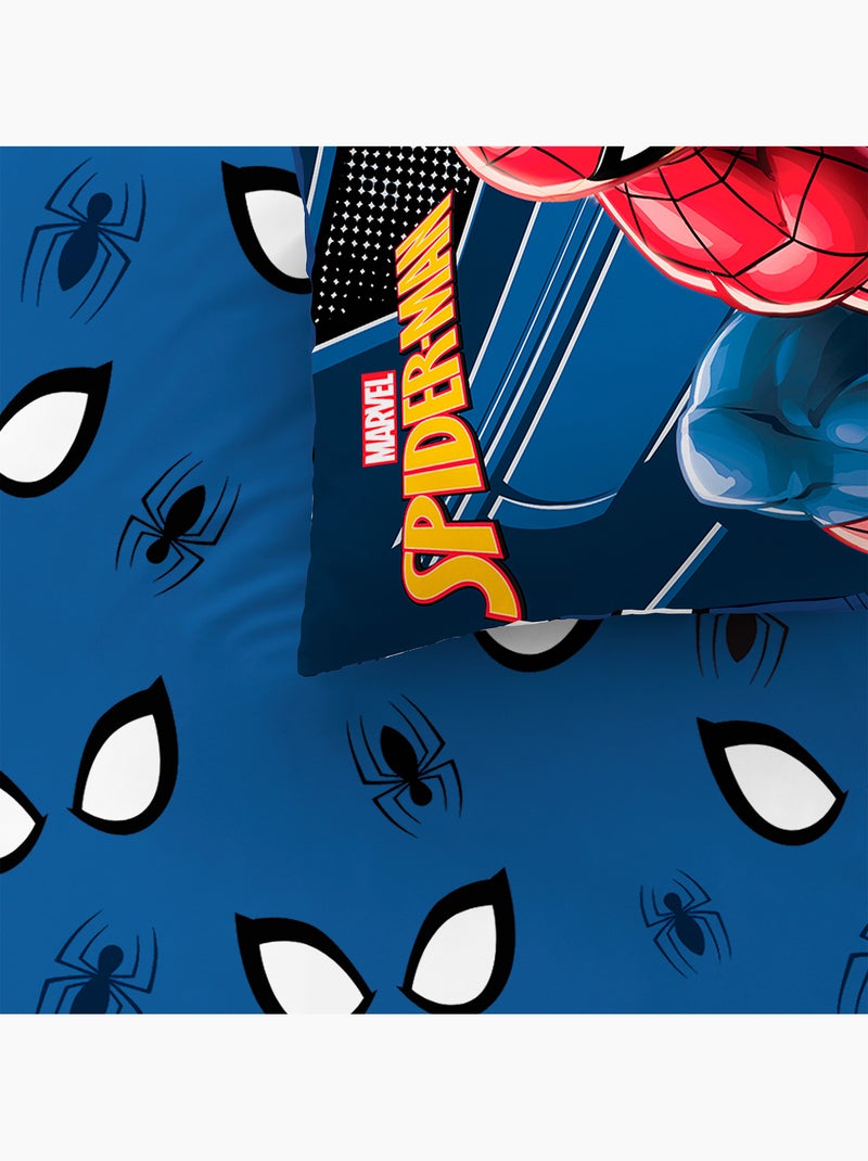Bedlinnen set bedrukt 100% katoen, spiderman home true hero Blauw - Kiabi