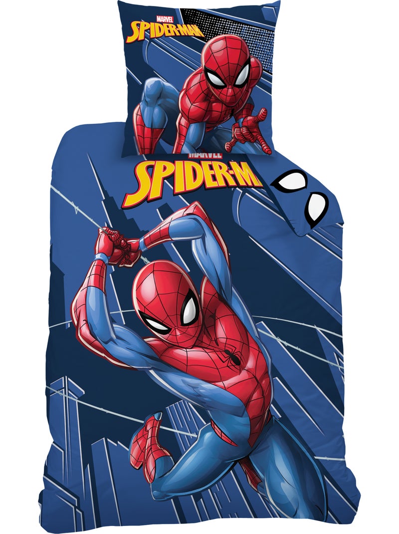 Bedlinnen set bedrukt 100% katoen, spiderman home true hero Blauw - Kiabi