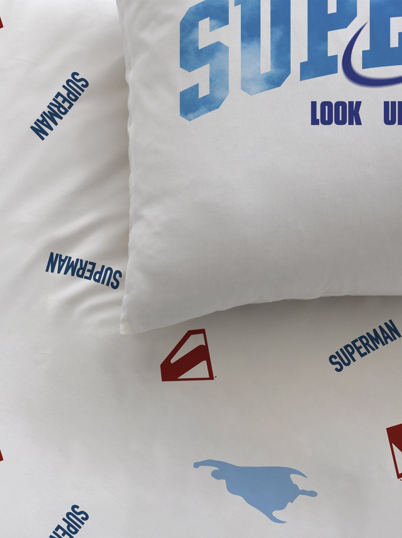 Bedlinnen set bedrukt 100% katoen, superman man Blauw Rood - Kiabi