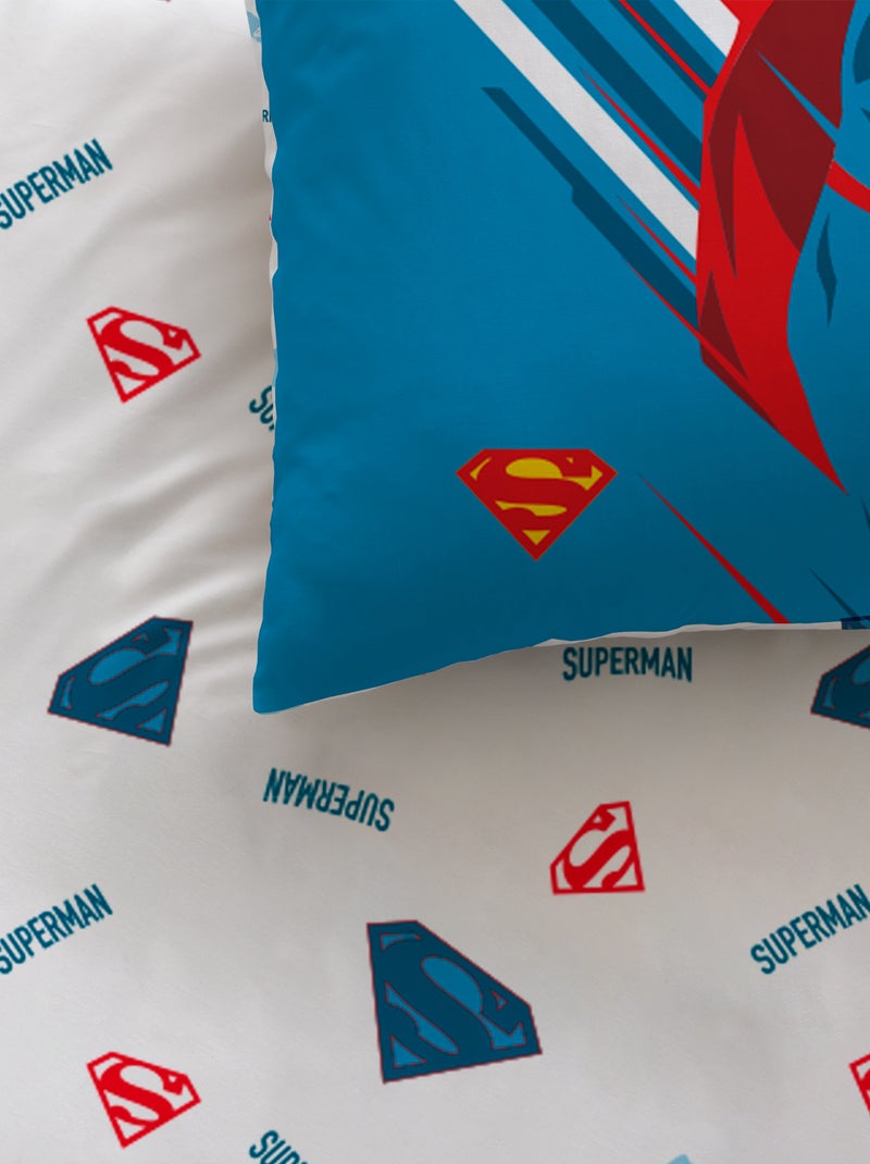 Bedlinnen set bedrukt 100% katoen, superman supera Blauw - Kiabi