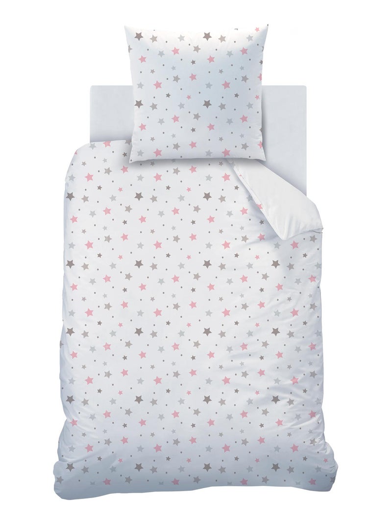 Bedlinnen set bedrukt 100% katoen, sweet dreams pink Wit Roze - Kiabi