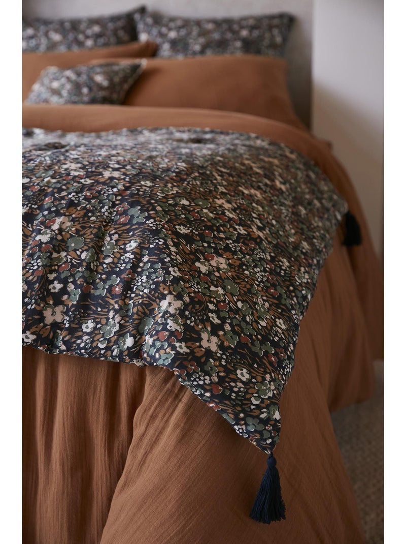 Bedloper – bedrukt dubbel katoengaas – capucine minuit Donkerblauw - Kiabi