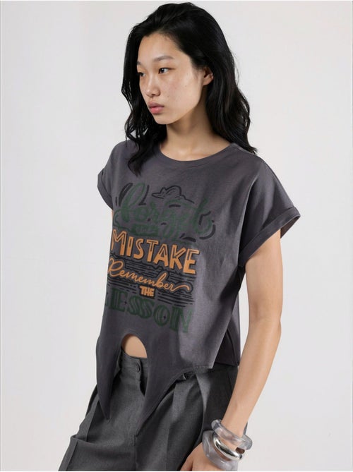 Bedrukt cropped t-shirt hiccup - Kiabi