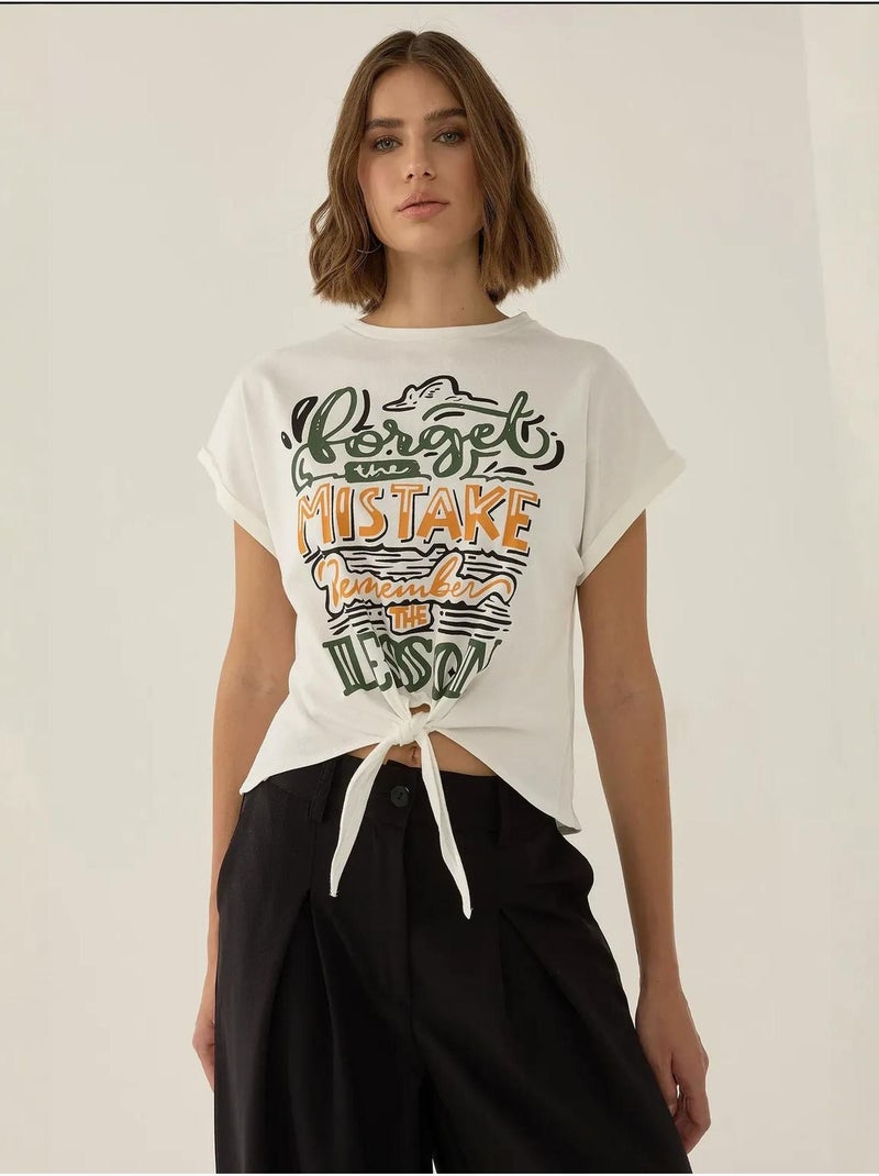 Bedrukt cropped t-shirt hiccup Wit - Kiabi