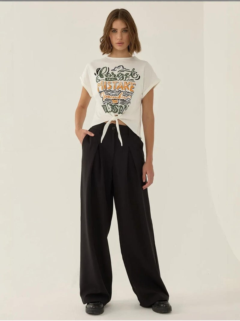 Bedrukt cropped t-shirt hiccup Wit - Kiabi