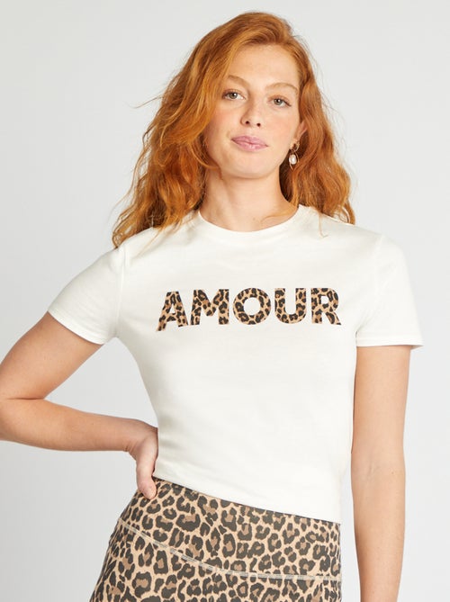 Bedrukt dames-T-shirt van katoen met ronde hals - Kiabi