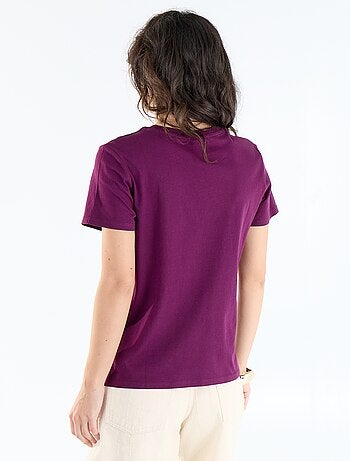 Bedrukt dames-T-shirt van katoen met ronde hals