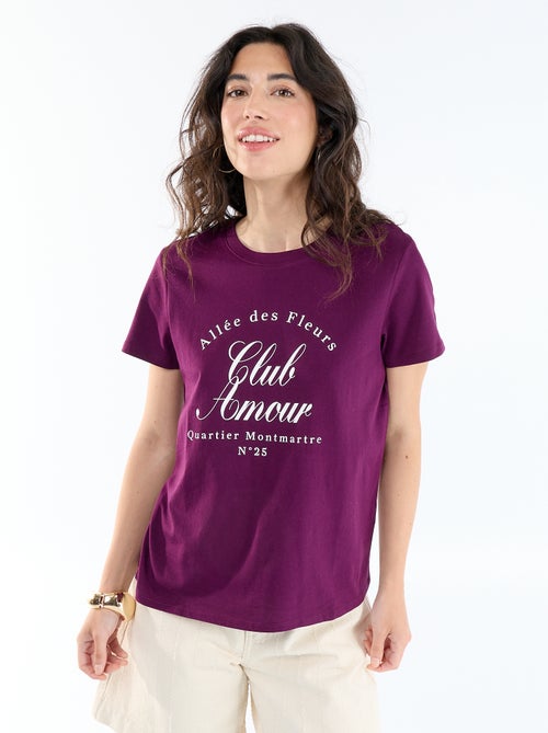 Bedrukt dames-T-shirt van katoen met ronde hals - Kiabi
