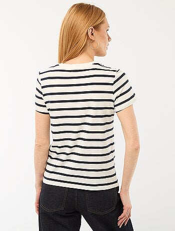 Bedrukt dames-T-shirt van katoen met ronde hals