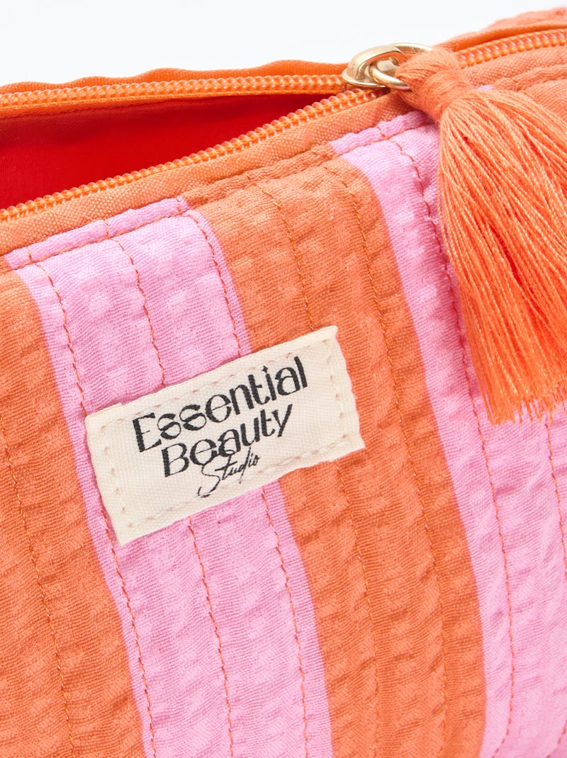 Bedrukt etui met rits Oranje - Kiabi