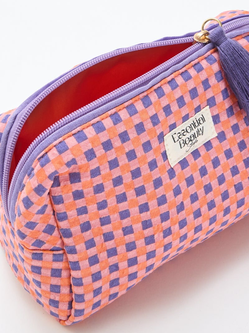 Bedrukt etui met rits Paars - Kiabi