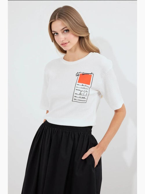 Bedrukt gebreid basic t-shirt bdart - Kiabi