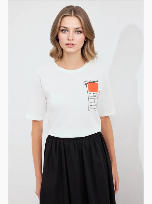 Bedrukt gebreid basic t-shirt bdart - Kiabi