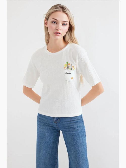 Bedrukt gebreid basic t-shirt bdart - Kiabi