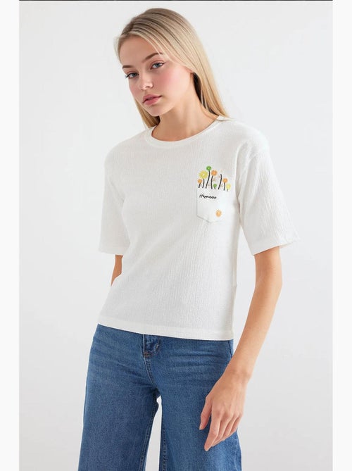 Bedrukt gebreid basic t-shirt bdart - Kiabi