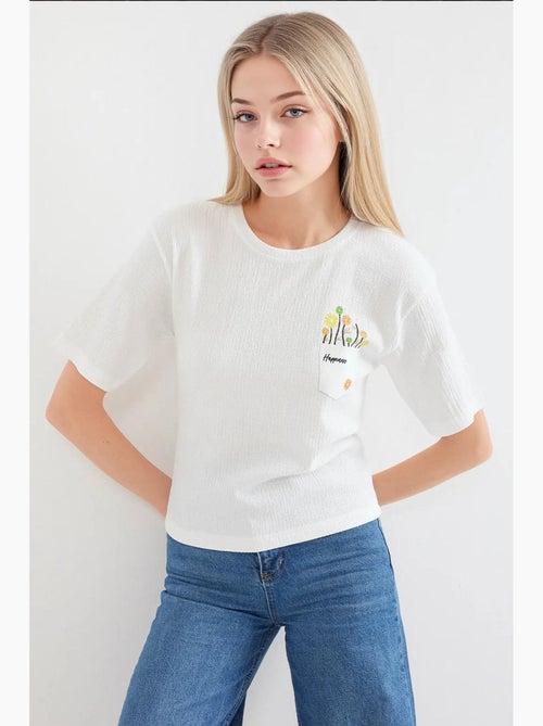 Bedrukt gebreid basic t-shirt bdart - Kiabi