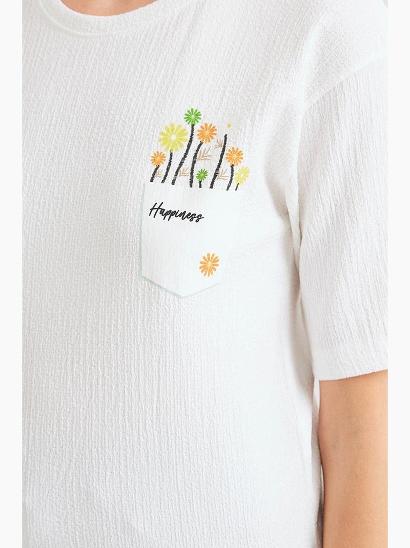 Bedrukt gebreid basic t-shirt bdart Wit - Kiabi
