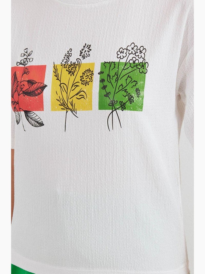 Bedrukt gebreid basic t-shirt bdart Wit - Kiabi