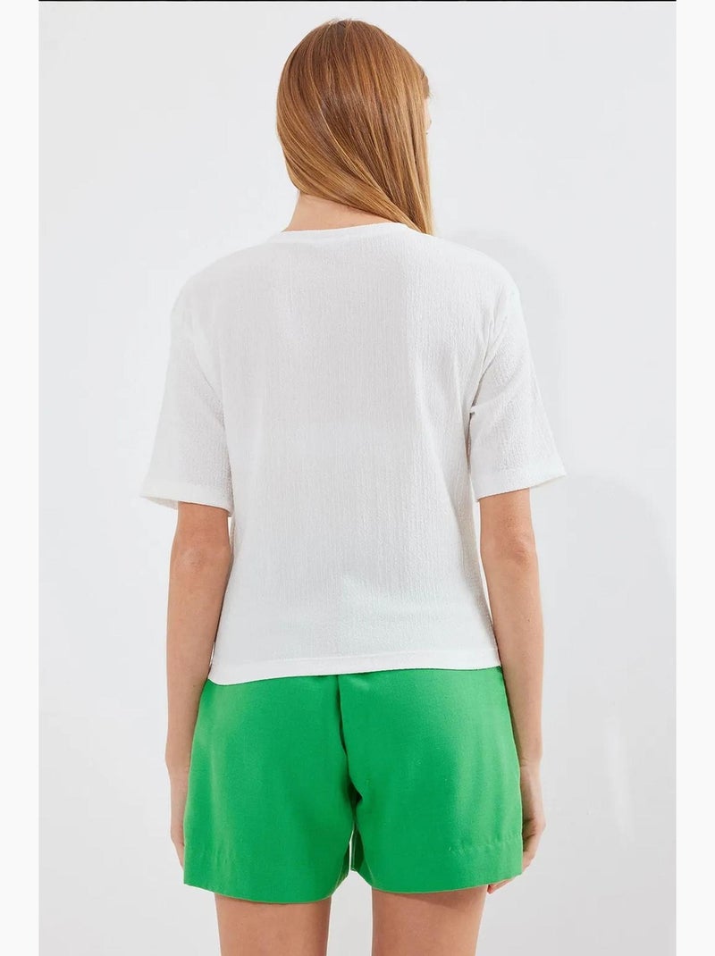 Bedrukt gebreid basic t-shirt bdart Wit - Kiabi