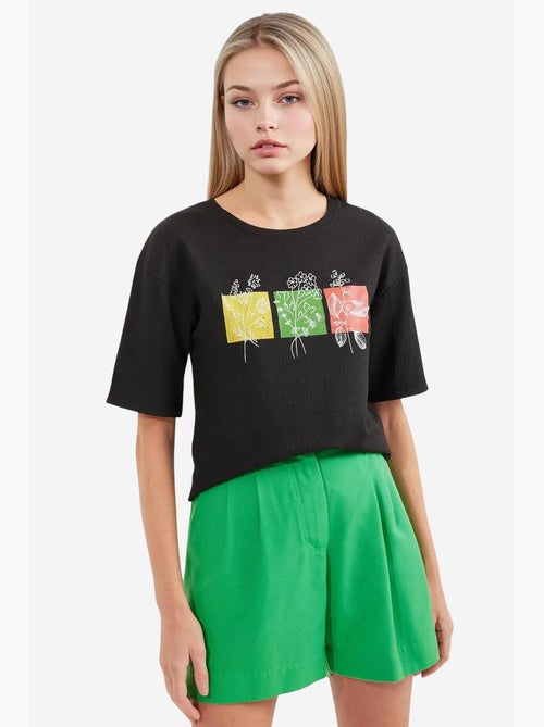 Bedrukt gebreid basic t-shirt bdart - Kiabi