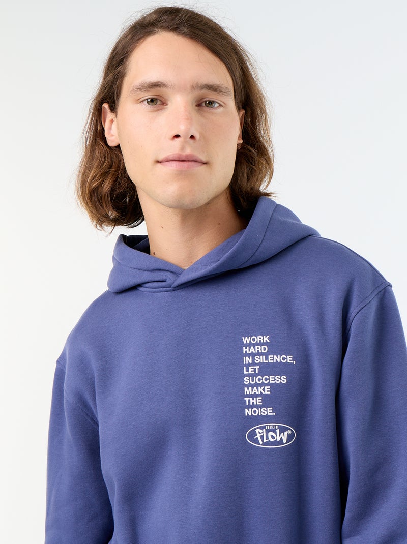 Bedrukt molton sweatshirt met capuchon Blauw - Kiabi