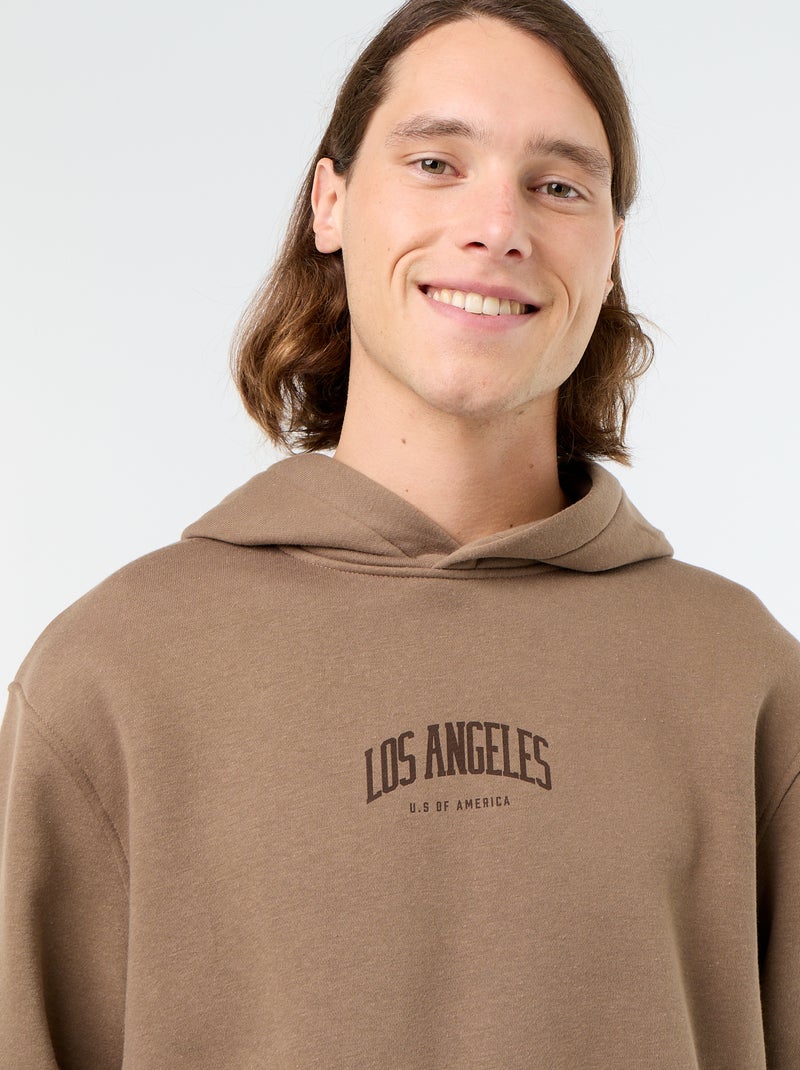 Bedrukt molton sweatshirt met capuchon Bruin - Kiabi