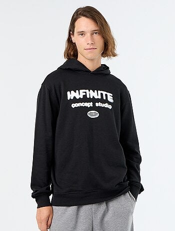 Bedrukt molton sweatshirt met capuchon