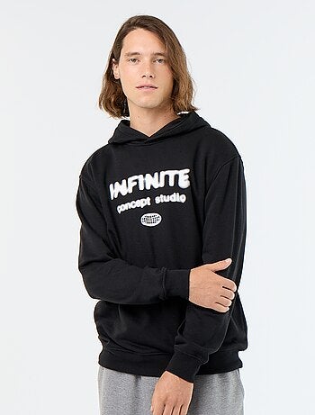 Bedrukt molton sweatshirt met capuchon