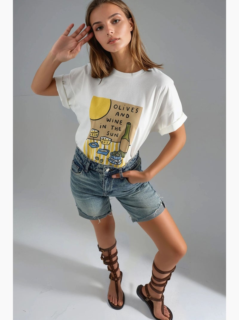 Bedrukt oversized t-shirt hiccup Wit - Kiabi
