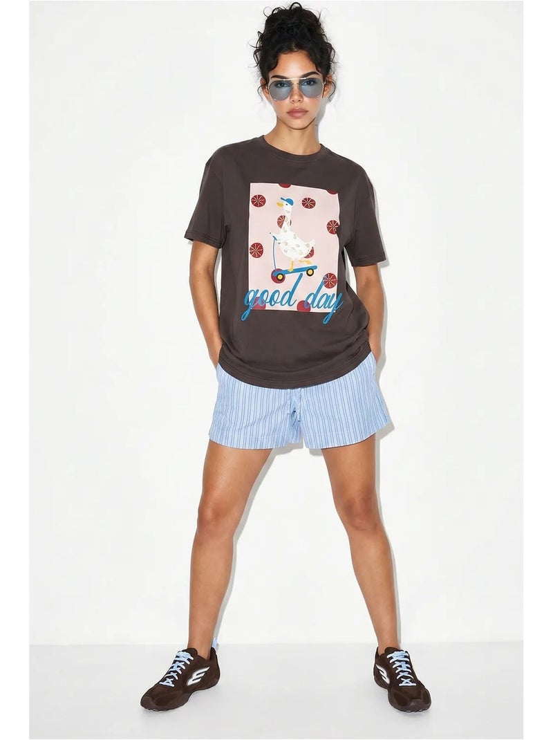 Bedrukt relaxed fit t-shirt met ronde hals lucci Grijs Zwart - Kiabi