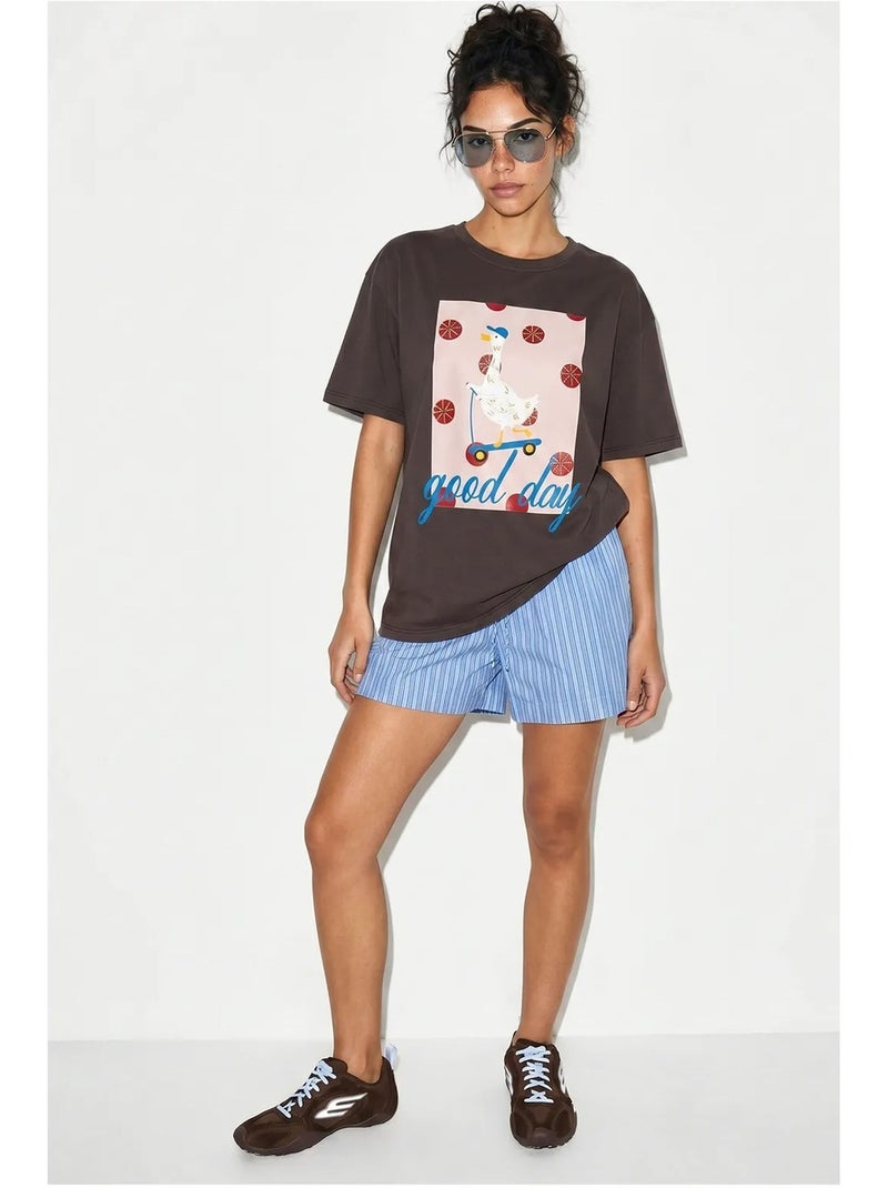 Bedrukt relaxed fit t-shirt met ronde hals lucci Grijs Zwart - Kiabi