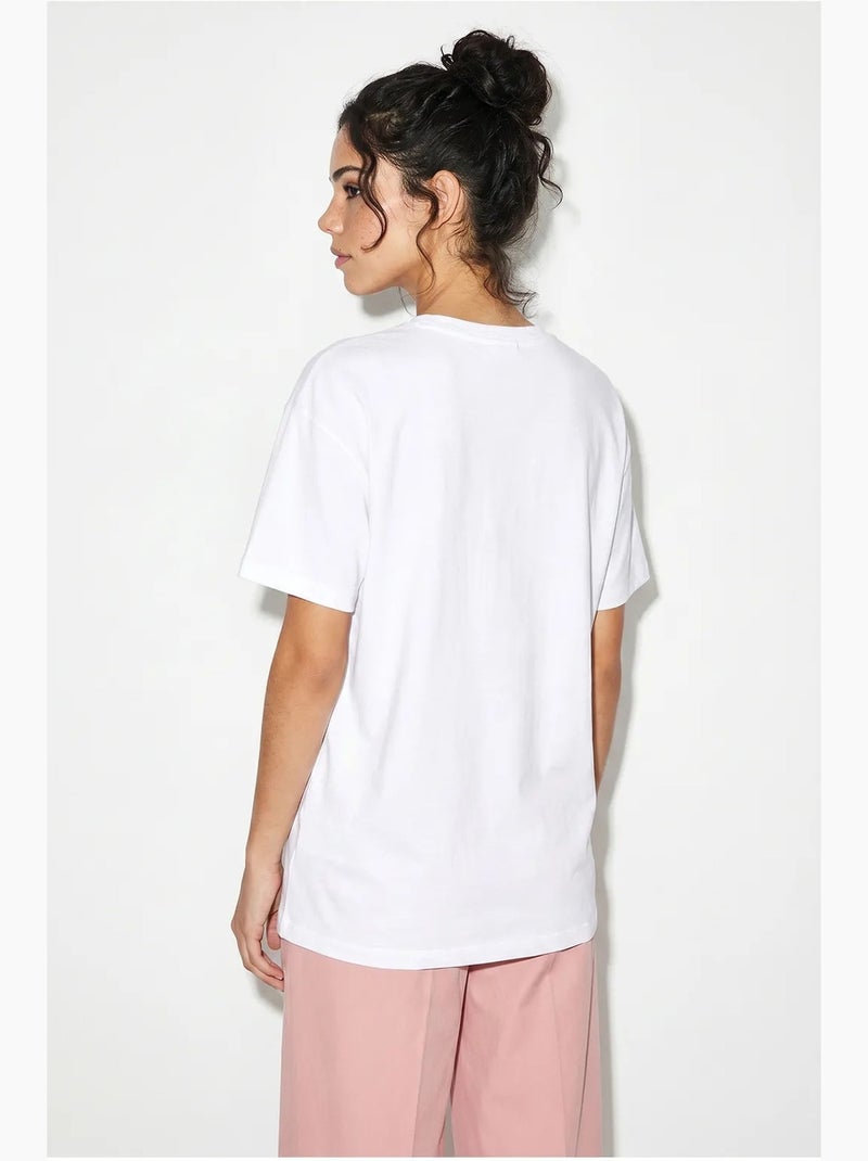 Bedrukt relaxed fit t-shirt met ronde hals lucci Wit - Kiabi