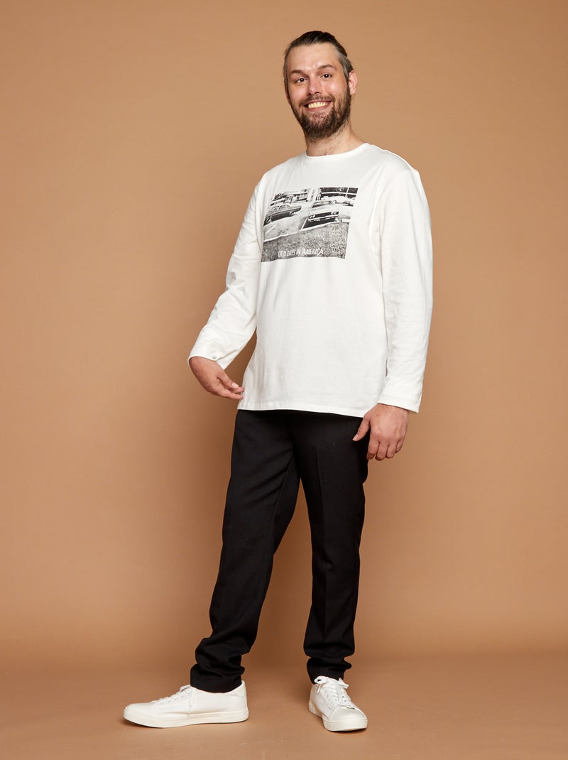 Bedrukt T-shirt - makkelijk aan te trekken collectie WIT - Kiabi