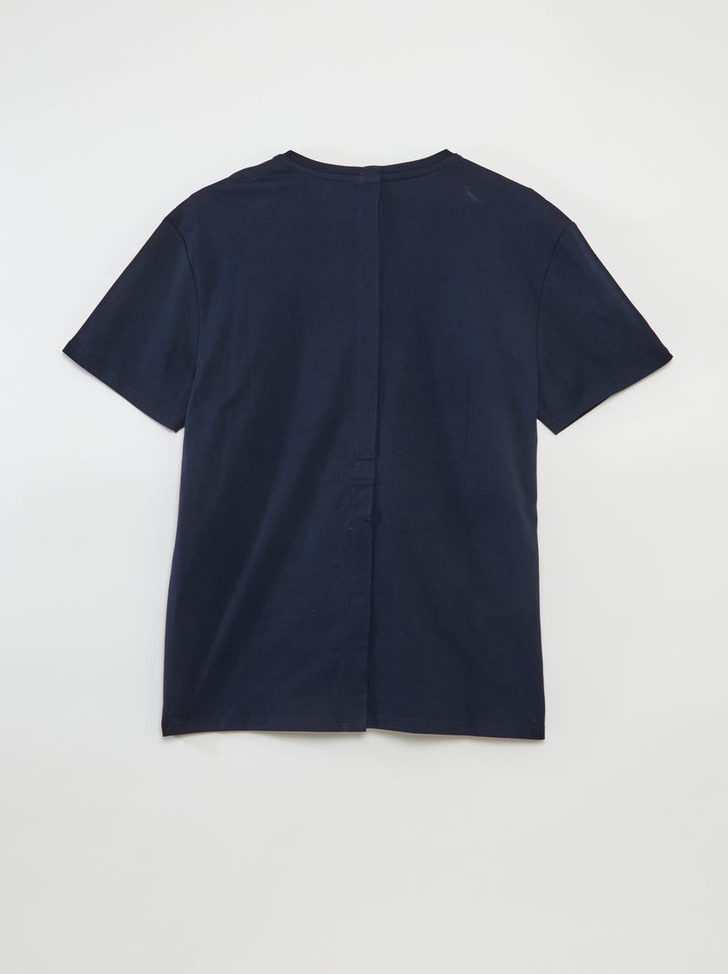 Bedrukt T-shirt met korte mouwen - gemakkelijk aan te trekken collectie Blauw - Kiabi