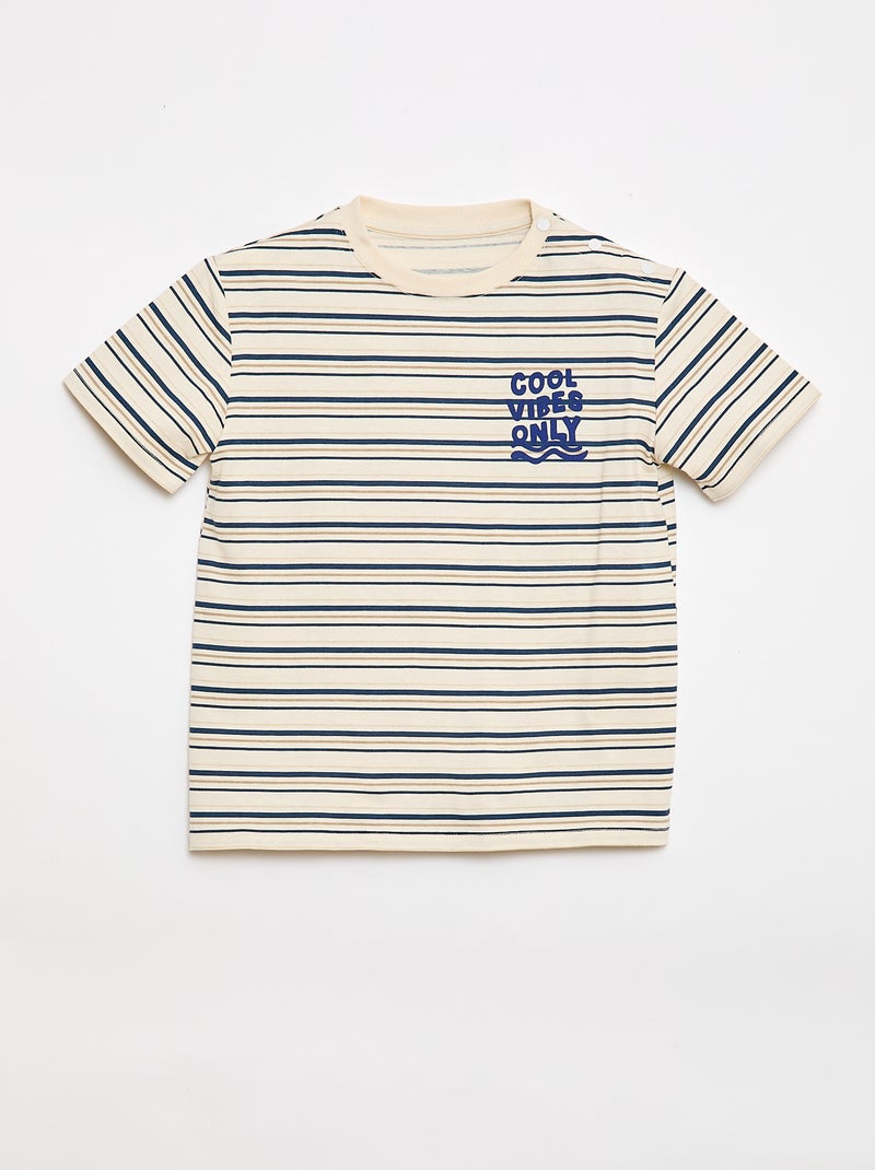 Bedrukt T-shirt met korte mouwen - Makkelijk aan te trekken collectie Biege - Kiabi